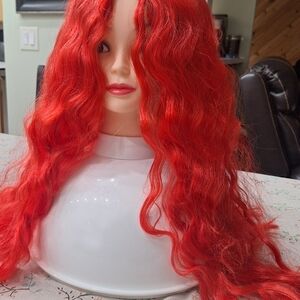 Vibrant Red Wavy Hair Wig